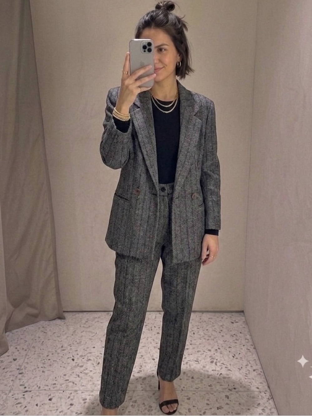 Norton McNaughton Gray Pinstripe Wool Blend Blazer